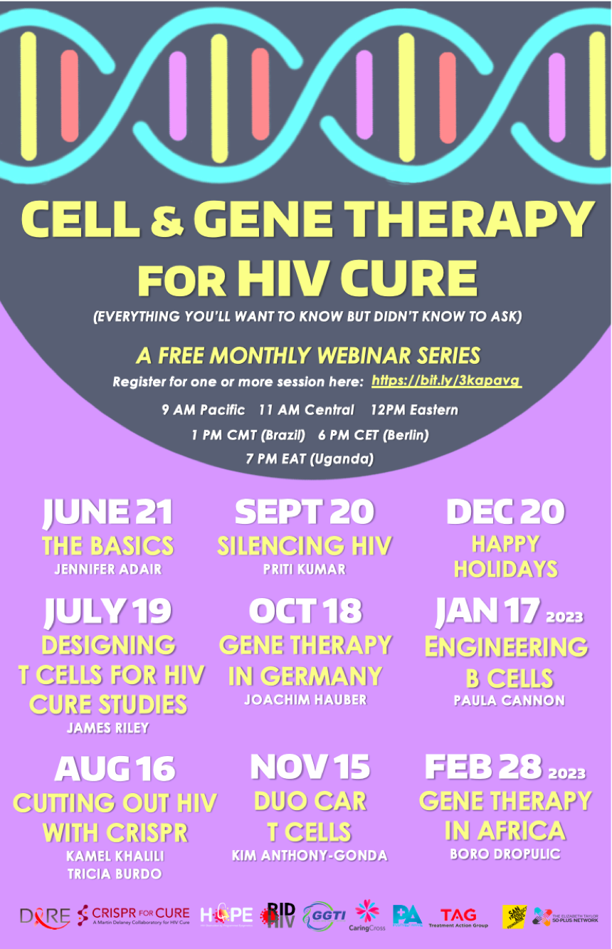 Poster of HIV Cure Cell & Gene therapy webinar series