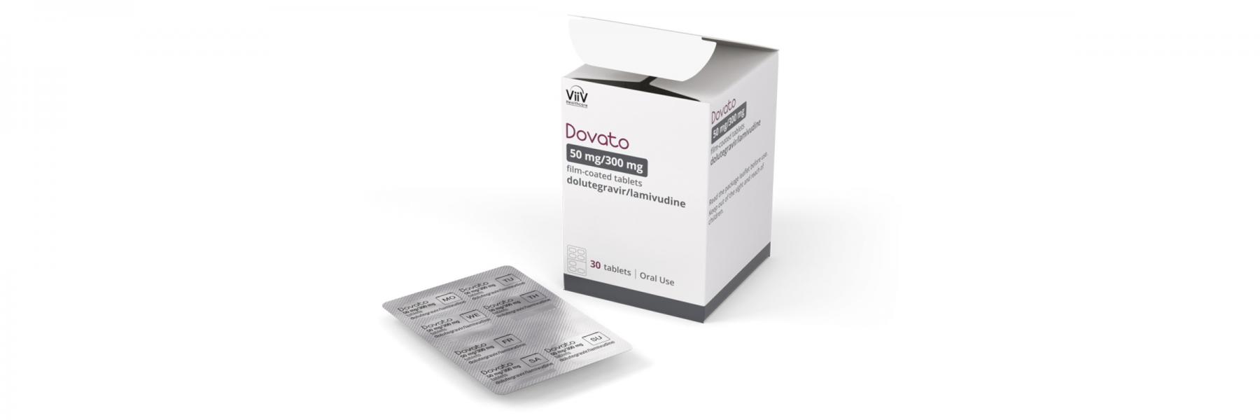 image of Dovato's new blister pack package and box
