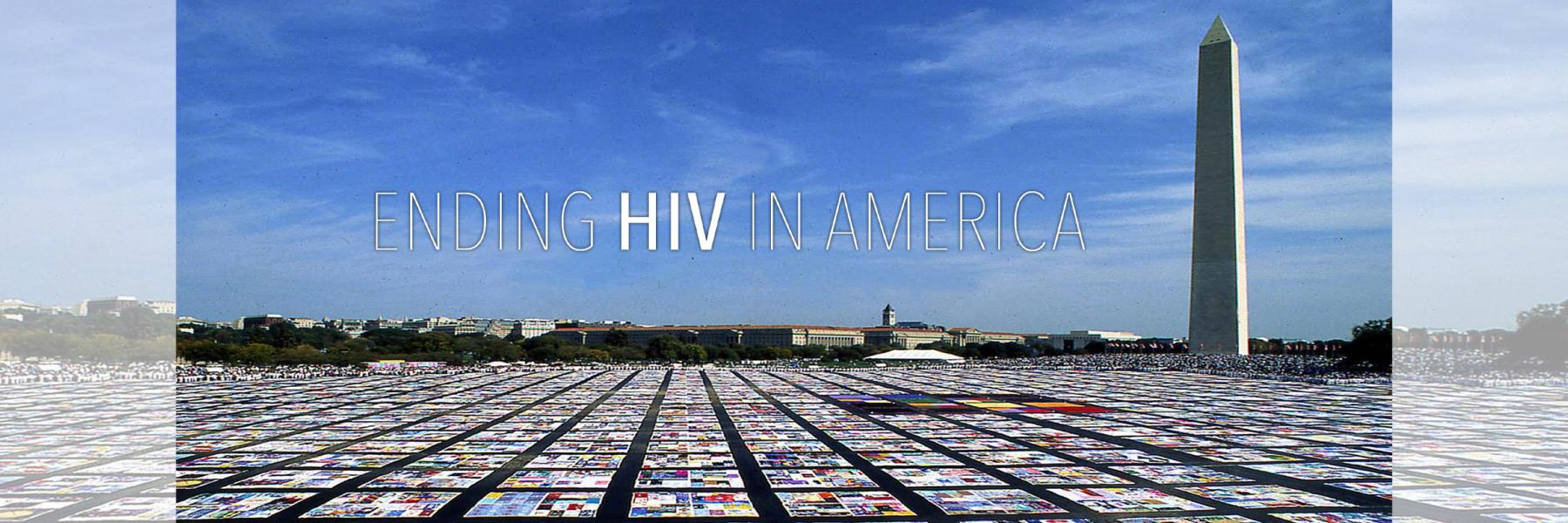 picture of the AIDS Quilt on display at the National Mall in Washington, D.C.